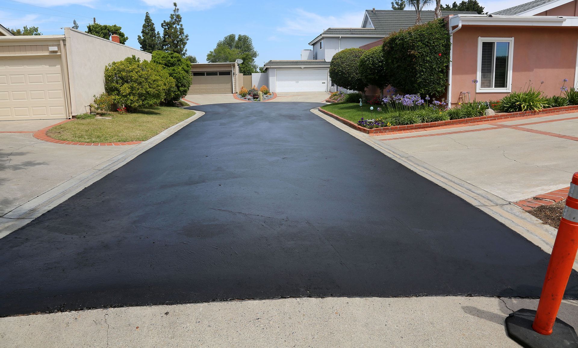 Newly paved blacktop driveway