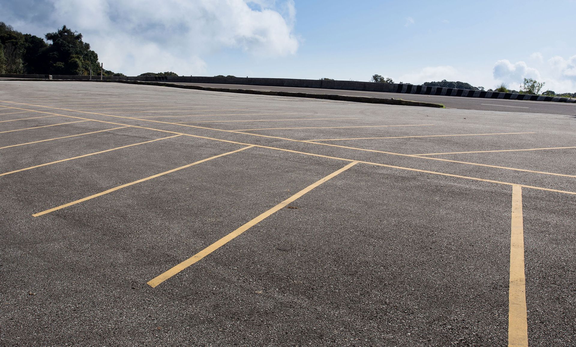 Striped commercial parking lot